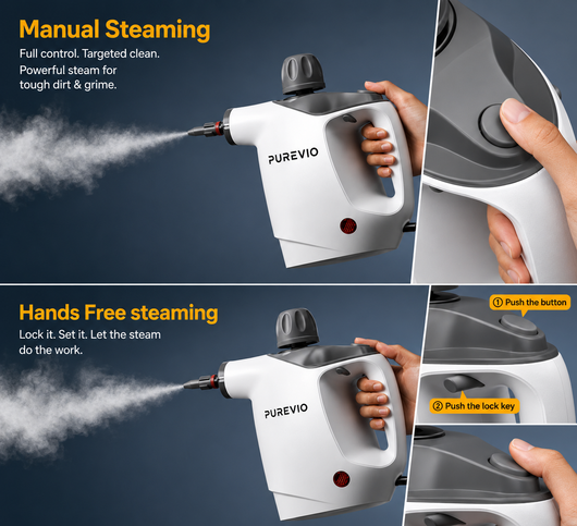 PUREVIO Handheld Steam Cleaner – 500ML & 16 Attachments
